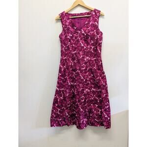 Talbots bright pink floral‎ church dress easter cocktail size 10